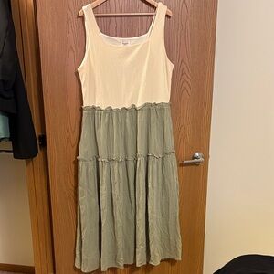 Cream and green dress